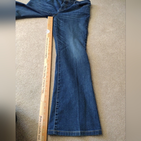 St Johns Bay Jeans Womens 16P Blue Denim Petite Boot Cut Leg Stretch Dark Wash - Picture 8 of 8